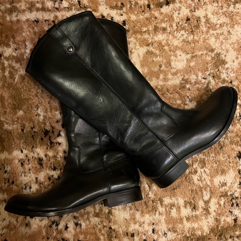 FRYE Black Leather Riding Boots